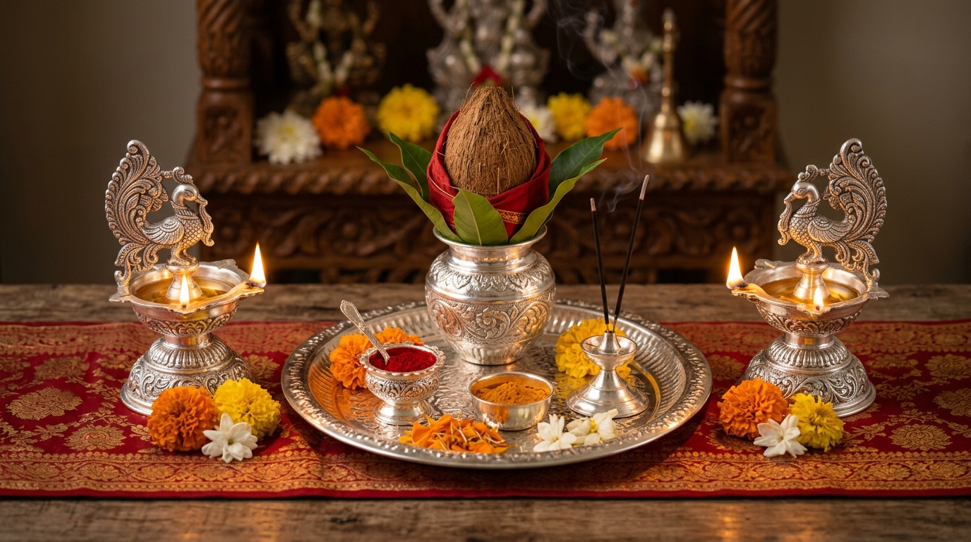 Pure silver pooja articles